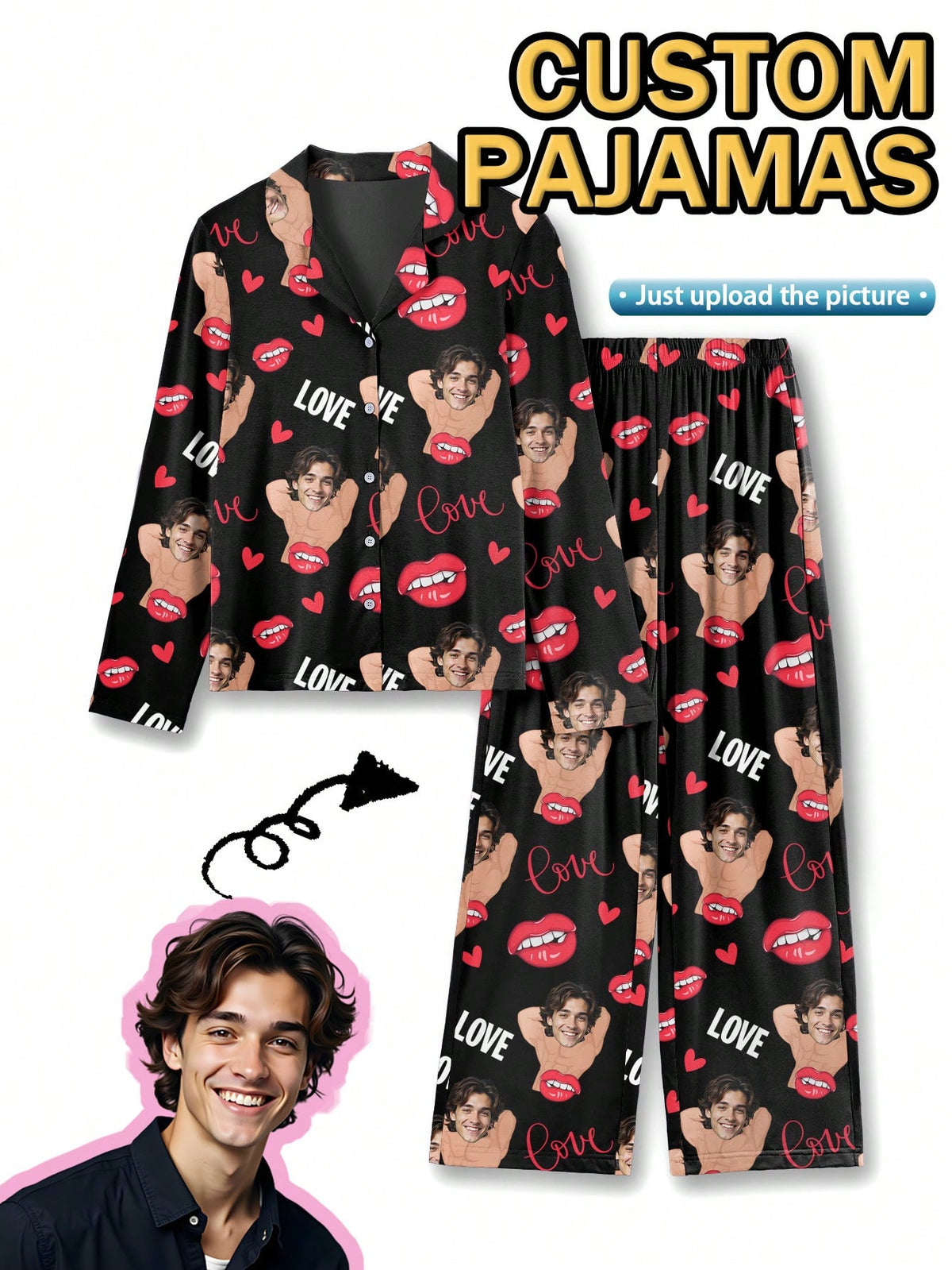 Custom Face Long Pajama Set – Men's (PM88)