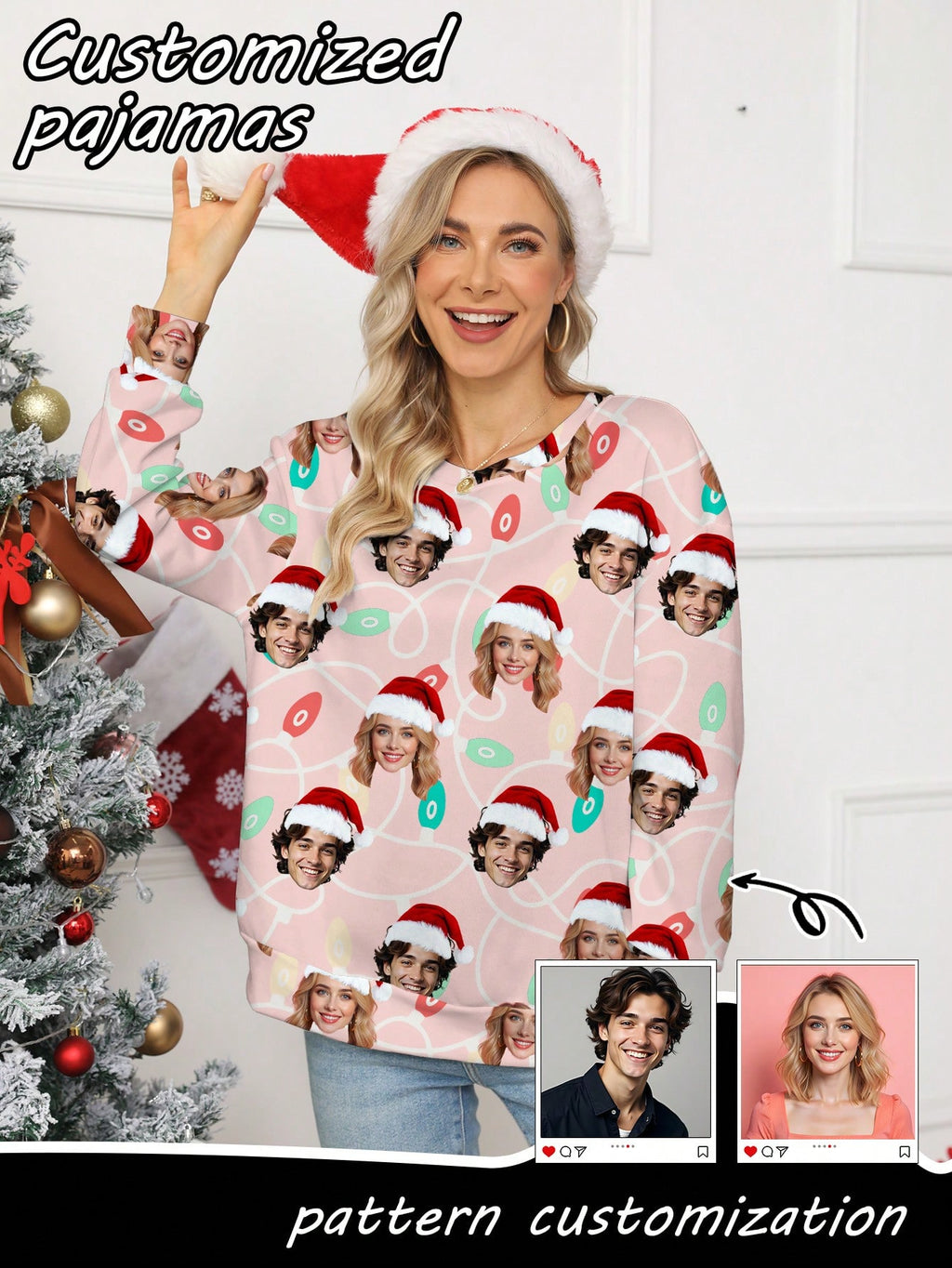 Custom Face Flannel Pajama Set – Women's (SY088)