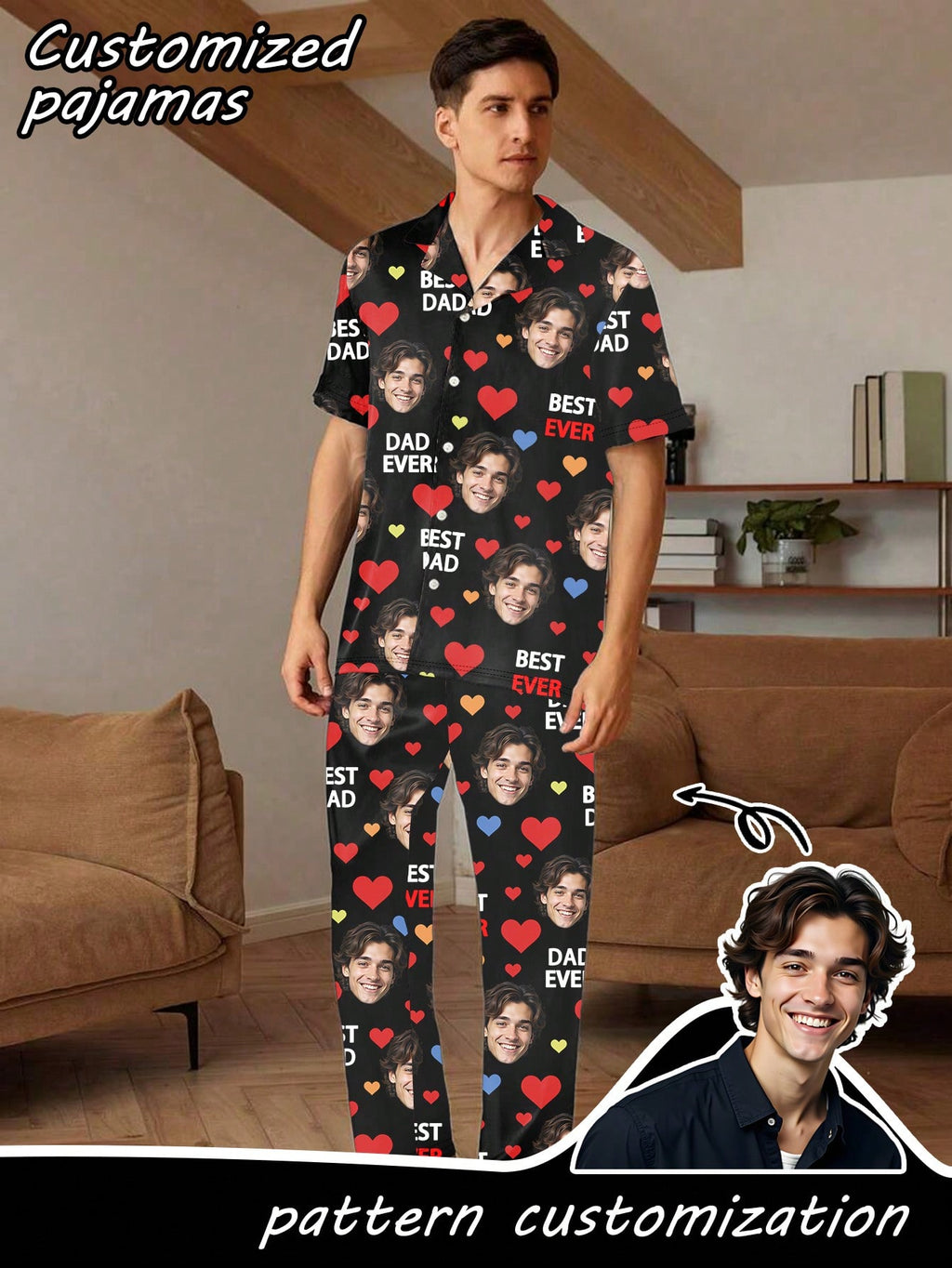 Custom Face Long Pajama Set – Men's (PM88)