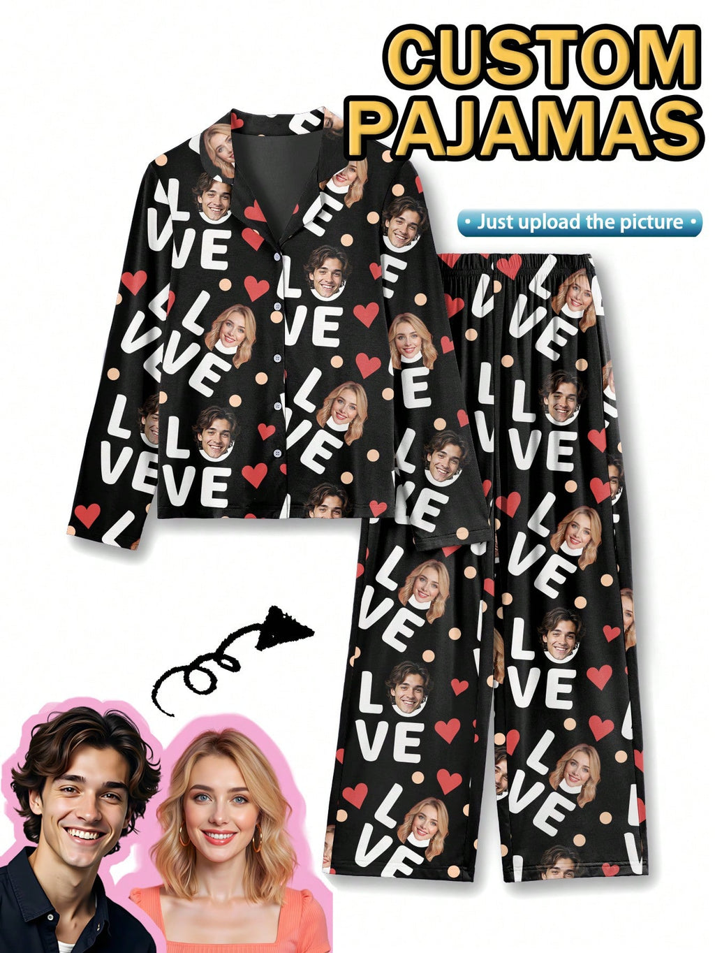 Custom Face Long Pajama Set – Women's (SY034)