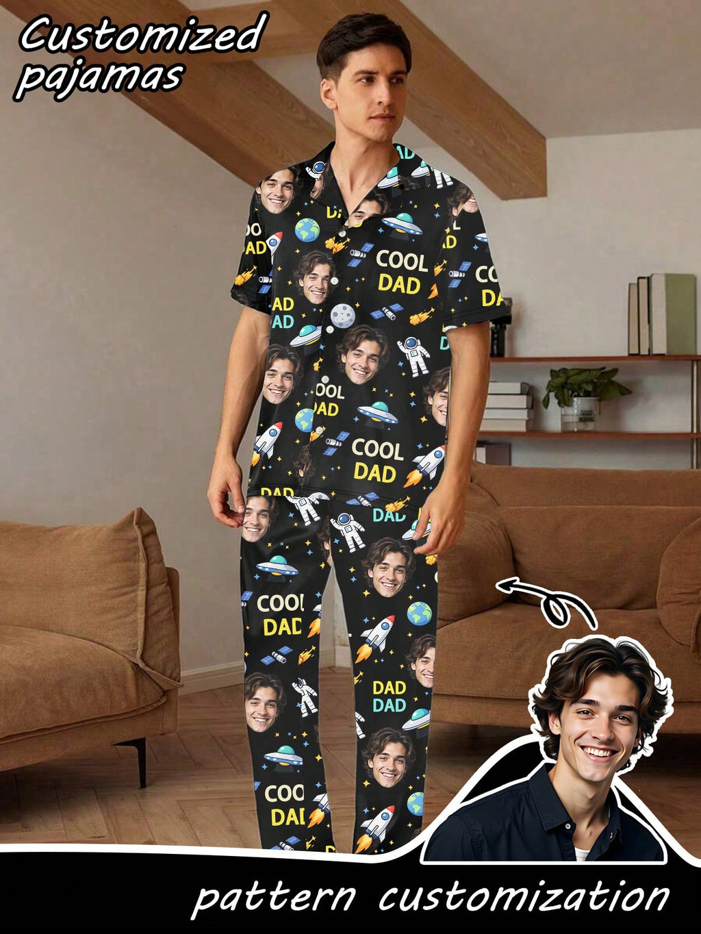 Custom Face Long Pajama Set – Men's (PM88)